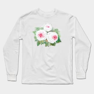 3 white and pink watercolor roses Long Sleeve T-Shirt